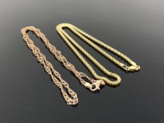 Two gold plated silver necklaces