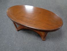 An inlaid oval coffee table