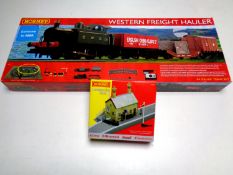 A Hornby Western Freight hauler train set (as found) together with a Hornby platform only