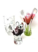 Three 20th century glass vases