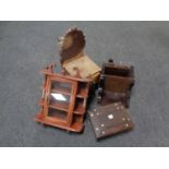 A box containing Victorian rosewood sewing box (no interior), Edwardian dressing table sconce,
