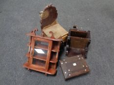 A box containing Victorian rosewood sewing box (no interior), Edwardian dressing table sconce,