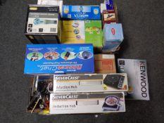 Two boxes of boxed kitchen electricals to include induction hobs, filter jug, multi purpose grater,