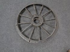 A cast iron cartwheel