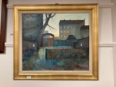 Waring : A townhouse at sunset, oil on canvas,