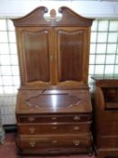 A 19th century beech secretaire bookcase