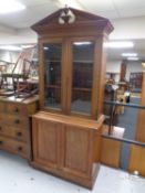 A 19th century mahogany glaze double door bookcase,