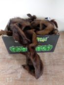 A box containing assorted mink and fox fur stoles