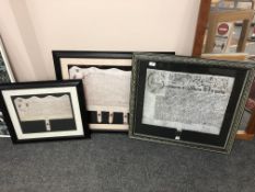 Three reproduction indentures,