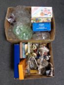 Two boxes containing a quantity of miscellaneous boxed and unboxed glassware, boxed cutlery,