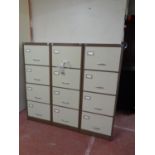 Three Herning Pengeskabsfabrik four drawer filing cabinets with keys
