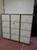 Three Herning Pengeskabsfabrik four drawer filing cabinets with keys