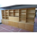 A 20th century Danish HU triple section secretaire bookcase,