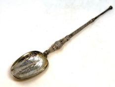 A large silver gilt copy of an anointing spoon by Elkington,