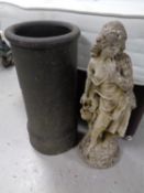 A concrete garden statue, shy maiden,