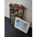 A 19th century mahogany framed bevel edged dressing table mirror together with a signed S E