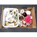 A box containing miscellaneous china to include two Royal Albert china trios,