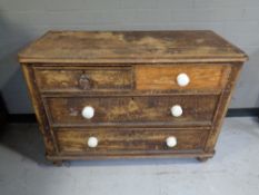 A Victorian pine four drawer chest (a/f)