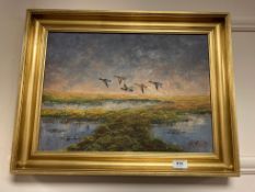 Starberg : Ducks in flight, oil on canvas,