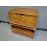 A pine corner TV stand fitted a drawer,