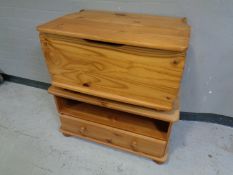 A pine corner TV stand fitted a drawer,