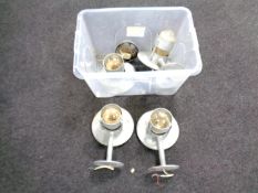 A box containing four ship's bulkhead lights