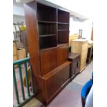 A mid 20th century Danish secretaire bookcase fitted cupboards beneath