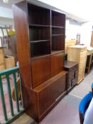 A mid 20th century Danish secretaire bookcase fitted cupboards beneath