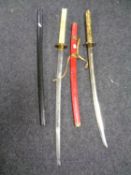 Two Japanese style katanas in scabbards