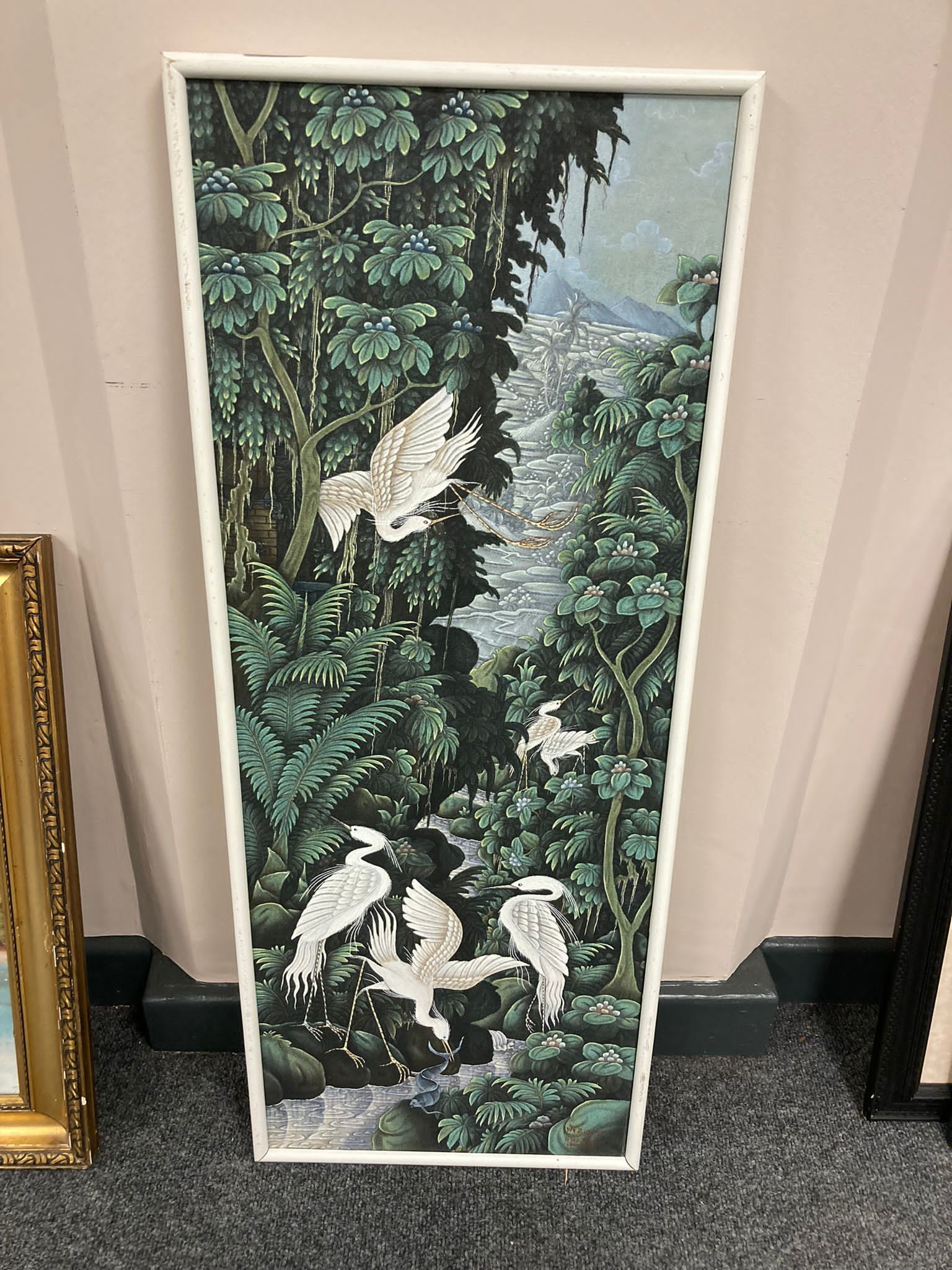 Continental school : Herons in foliage, oil on canvas,