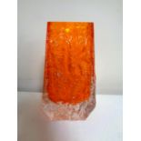 A Whitefriars coffin vase, tangerine,