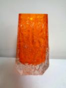 A Whitefriars coffin vase, tangerine,