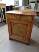 A 19th century pine cabinet fitted a drawer with a walnut panelled drawer