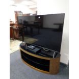A Samsung 48'' LCD TV with remote together with a Panasonic 4K Blu Ray player with remote,