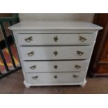 A 19th century painted pine four drawer chest