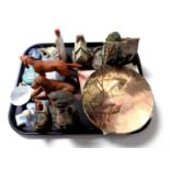 A tray of assorted ceramics to include collector's plate, Lilliput cottages, crystal ornaments,