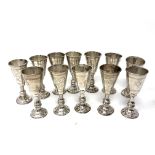 Twelve silver miniature Kiddush cups