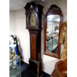 A 19th century painted cased continental grandfather clock with brass dial,