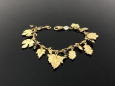 A gold plated on silver leaf bracelet
