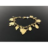 A gold plated on silver leaf bracelet