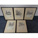 A set of five Marjorie Bates Dickens monochrome prints,