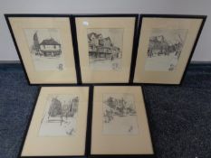 A set of five Marjorie Bates Dickens monochrome prints,