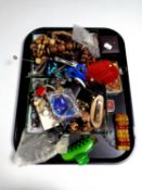 A tray containing a large quantity of costume jewellery