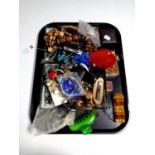 A tray containing a large quantity of costume jewellery