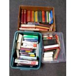 Three boxes containing hardback and paperback books to include Universal Home Doctor, reference,
