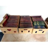 Three boxes containing 20th century volumes to include The Encyclopedia Britannica 11th edition,