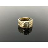 A 14ct gold chrysoberyl and diamond ring, size U.