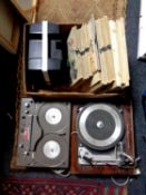 A Dual 1019 turntable together with a quantity of 78s,