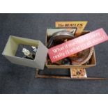 A box containing miscellaneous to include Veuve Clicquot champagne bucket,