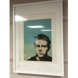 A framed collage, portrait of James Dean,